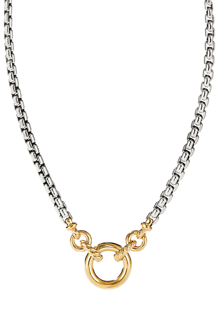 Smooth Amulet Vehicle Box Chain Necklace, Sterling Silver & 18k Gold